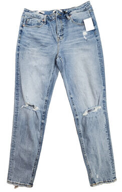 Vigoss Frankie Slim Straight Jeans Women Size 29 Light Wash Distressed Denim